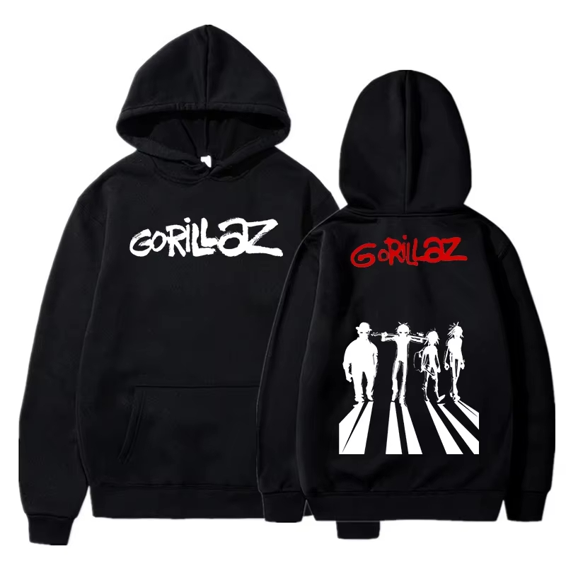 Anime Merch Shopping - Bluza Gorillaz z grafiką, vintage, postarzana,